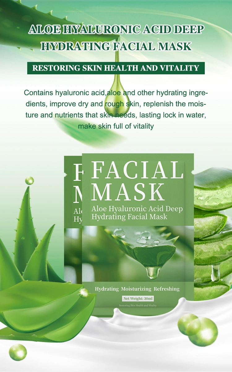 Wholesale Natural Aloe Hyaluronic Acid Deep Hydrating Moisturizing Facial Sheet Mask