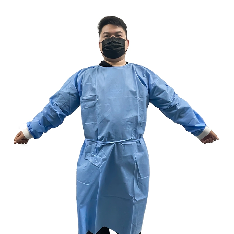 Stock with Cheap Price Disposable AAMI Level 2 SMS45GSM Non Woven High Protective Isolation Gown for Protecting The Nurse and Visitor